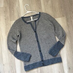 Massimo Alba Cardigan Sweater cashmere mohair silk striped womens Blue (large)